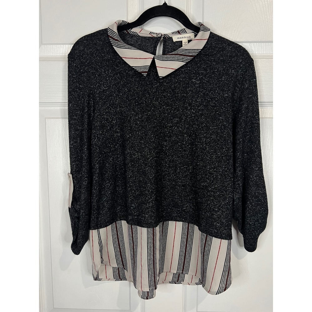 Monteau Los Angeles Women's Layered Look Knit Top - Size Large
